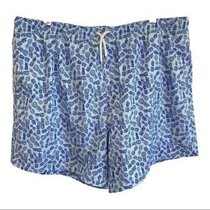BERMIES Pineapple Print Blue Swim Shorts